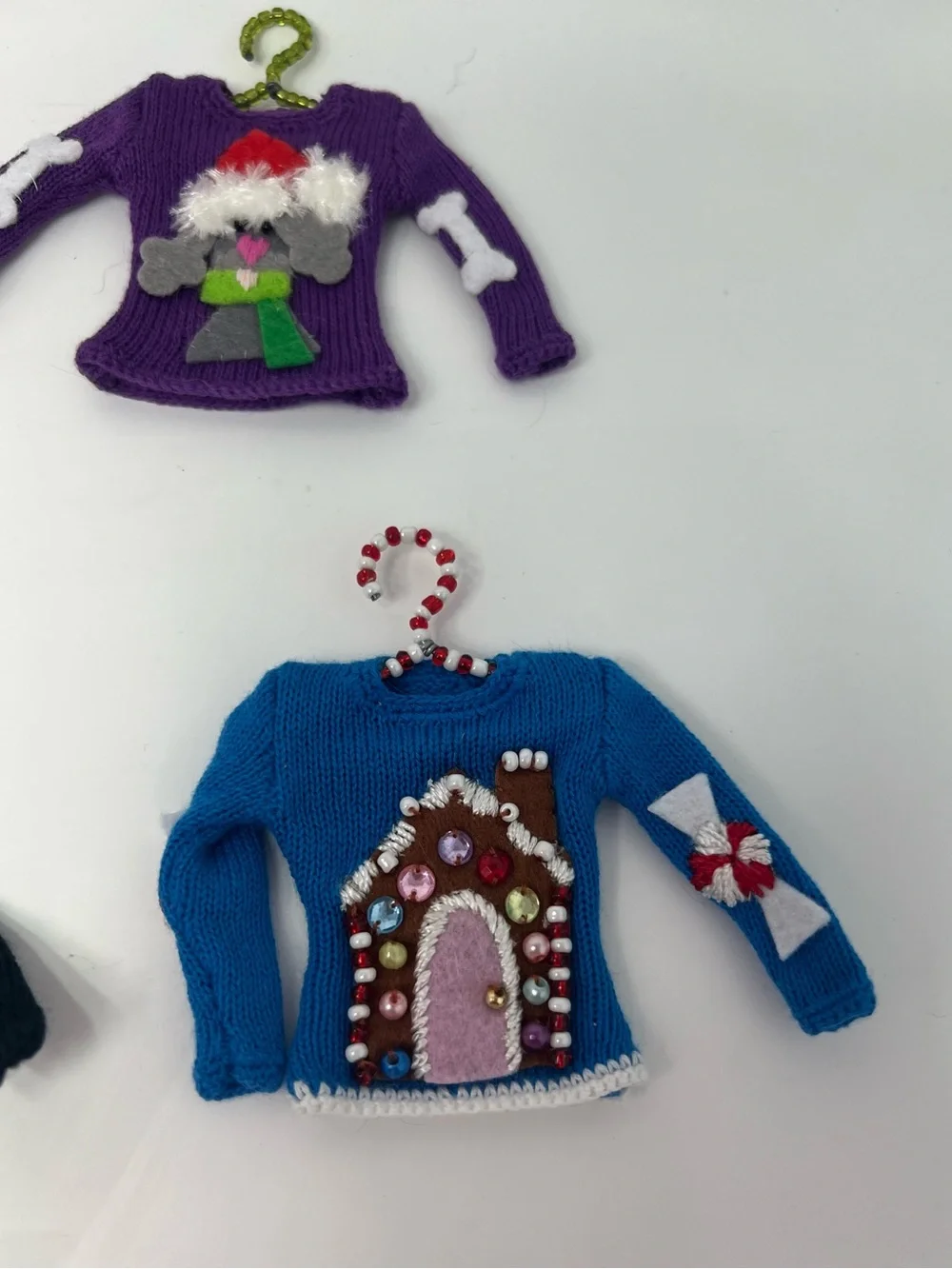 Quacker Factory Mini Christmas Ugly Sweater Ornaments Handmade Beaded Lot 6 Vtg